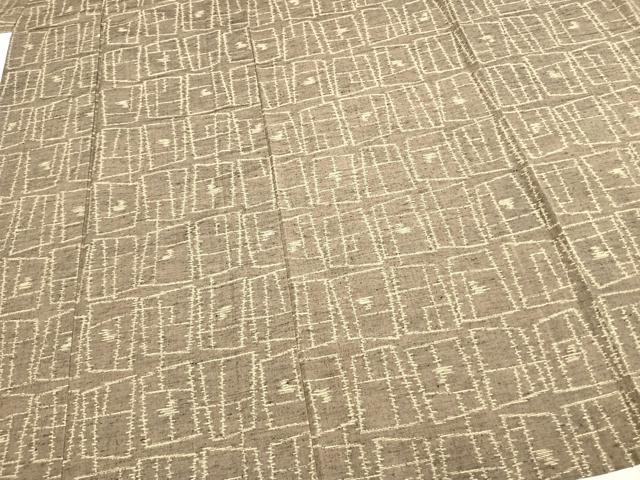 平和屋着物▽上質な紬 単衣 幾何学文様 三越扱い 正絹 逸品 AAAZ1545fy