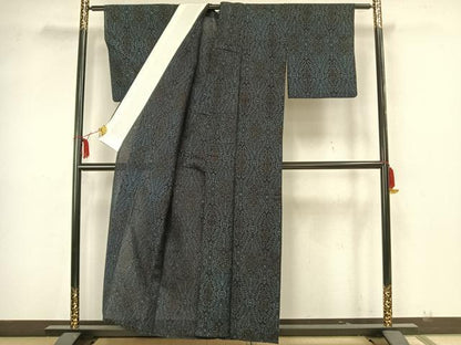 平和屋着物▽結城ちぢみ　単衣　吉祥文様　正絹　逸品　AAAZ1546fy