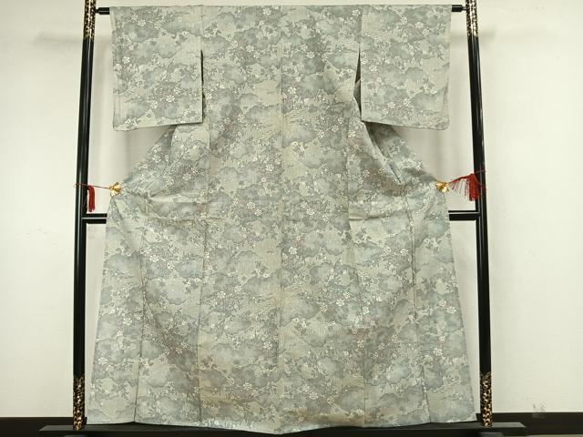 平和屋着物▽上質な小紋 単衣 草花文 正絹 逸品 AAAZ1547fy