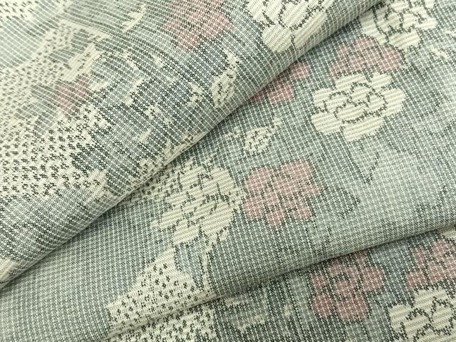 平和屋着物▽上質な小紋 単衣 草花文 正絹 逸品 AAAZ1547fy