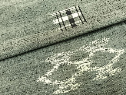 平和屋着物▽上質な紬 単衣 幾何学文様 正絹 逸品 AAAZ1549fy