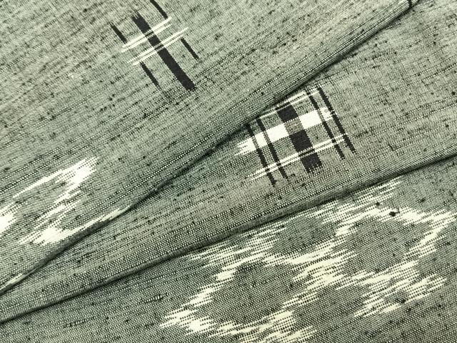 平和屋着物▽上質な紬 単衣 幾何学文様 正絹 逸品 AAAZ1549fy