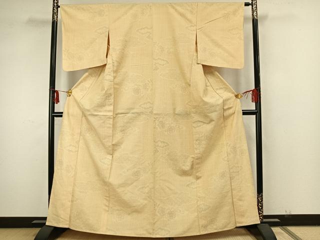 平和屋着物▽上質な紬　単衣　舞花文　正絹　逸品　AAAZ1550fy
