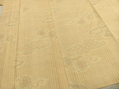 平和屋着物▽上質な紬　単衣　舞花文　正絹　逸品　AAAZ1550fy