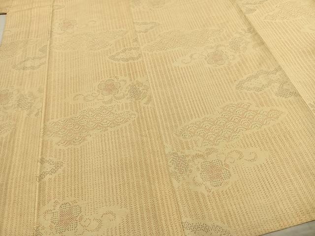 平和屋着物▽上質な紬　単衣　舞花文　正絹　逸品　AAAZ1550fy