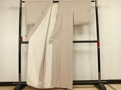 平和屋着物▽上質な小紋 単衣 麻の葉文様 正絹 逸品 AAAZ1551fy