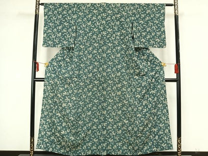 平和屋着物▽上質な小紋　単衣　お召地　蝶尽くし　正絹　逸品　AAAZ1553fy