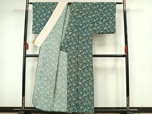 平和屋着物▽上質な小紋　単衣　お召地　蝶尽くし　正絹　逸品　AAAZ1553fy