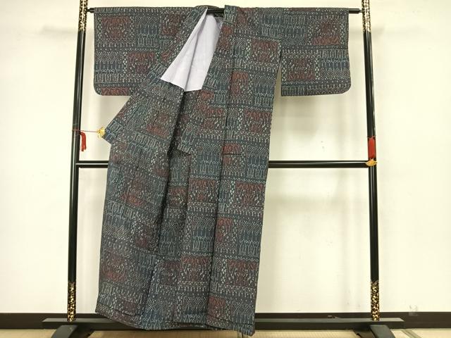 平和屋着物▽小紋 単衣 幾何学文 AAAZ1554fy