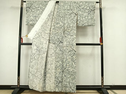 平和屋着物▽上質な小紋 単衣 幾何学文 正絹 逸品 AAAZ1555fy