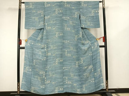 平和屋着物▽上質な小紋 単衣 幾何学文 正絹 逸品 AAAZ1556fy