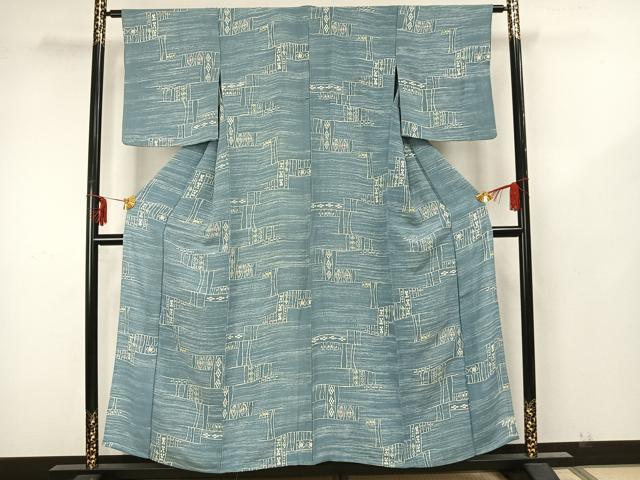平和屋着物▽上質な小紋 単衣 幾何学文 正絹 逸品 AAAZ1556fy