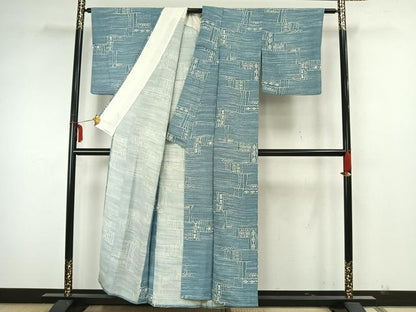 平和屋着物▽上質な小紋 単衣 幾何学文 正絹 逸品 AAAZ1556fy