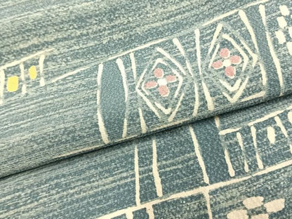 平和屋着物▽上質な小紋 単衣 幾何学文 正絹 逸品 AAAZ1556fy