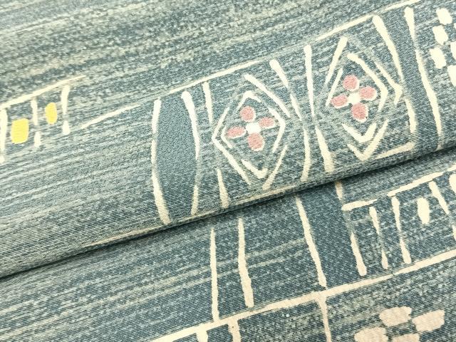 平和屋着物▽上質な小紋 単衣 幾何学文 正絹 逸品 AAAZ1556fy