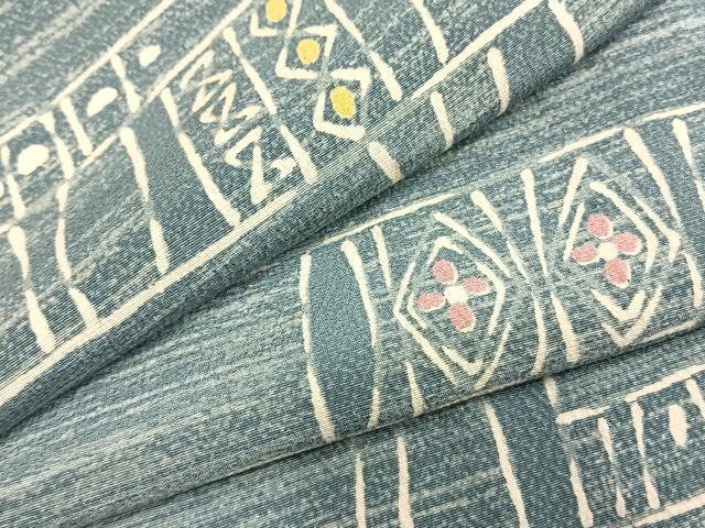 平和屋着物▽上質な小紋 単衣 幾何学文 正絹 逸品 AAAZ1556fy