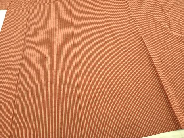 平和屋着物▽上質な紬　単衣　縞　正絹　逸品　AAAZ1558fy