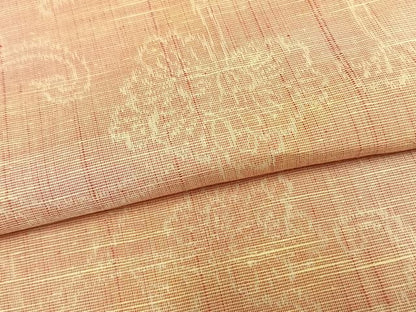 平和屋着物▽上質な紬 単衣 唐草花文 正絹 逸品 AAAZ1560fy