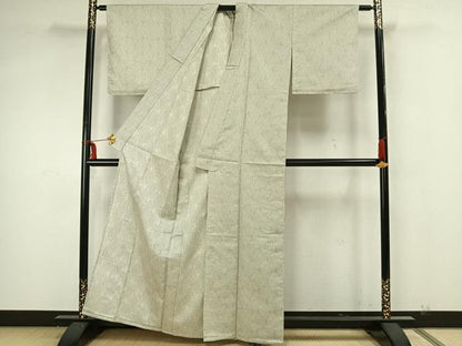 平和屋着物▽お召 単衣 幾何学文 正絹 逸品 AAAZ1561fy