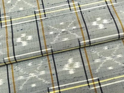 平和屋着物▽上質な紬　単衣　琉球絣文様　正絹　逸品　AAAZ1563fy