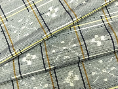 平和屋着物▽上質な紬　単衣　琉球絣文様　正絹　逸品　AAAZ1563fy