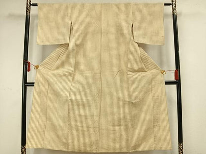 平和屋着物▽上質な紬 単衣 変わり縞 正絹 逸品 AAAZ1565fy