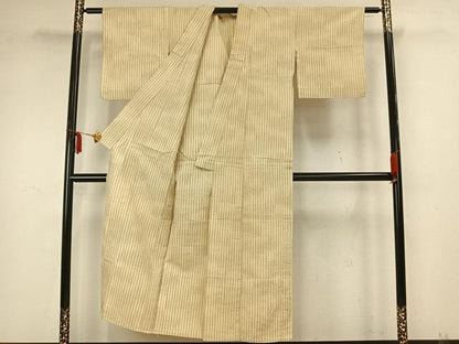 平和屋着物▽上質な紬 単衣 変わり縞 正絹 逸品 AAAZ1565fy