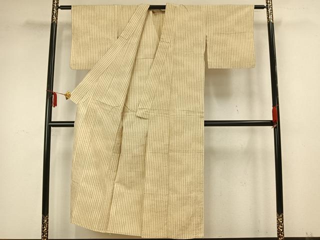 平和屋着物▽上質な紬 単衣 変わり縞 正絹 逸品 AAAZ1565fy