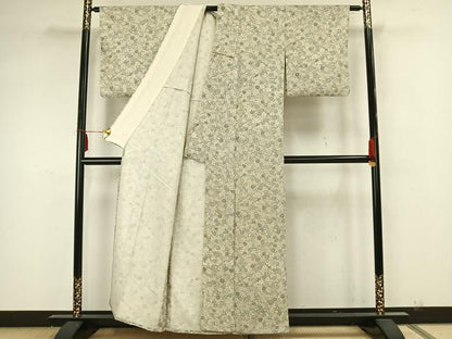 平和屋着物▽上質な小紋 単衣 花尽くし 鬼しぼ縮緬 正絹 逸品 AAAZ1566fy