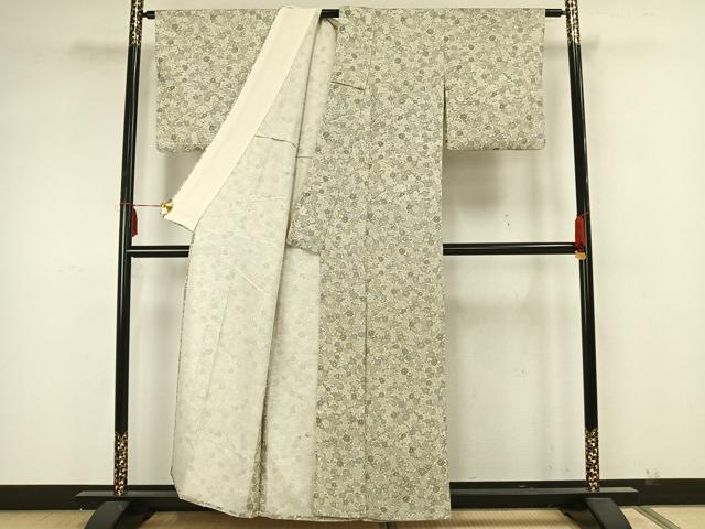 平和屋着物▽上質な小紋 単衣 花尽くし 鬼しぼ縮緬 正絹 逸品 AAAZ1566fy