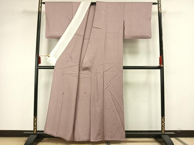 平和屋着物▽友禅作家の巨匠 浅井青仁 小紋 単衣 舞花文 正絹 逸品 AAAZ1567fy