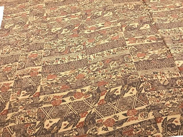 平和屋着物▽上質な小紋 単衣 横段文 鬼しぼ縮緬 正絹 逸品 AAAZ1569fy