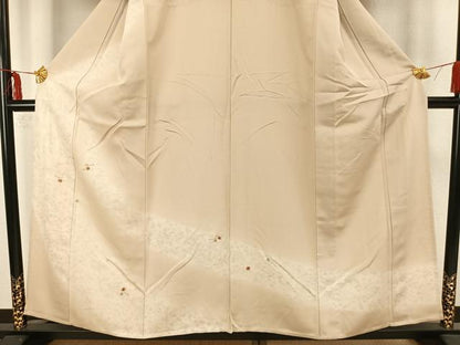 平和屋着物▽訪問着 単衣 刺繍 舞葉文 金糸 正絹 逸品 AAAZ1571fy
