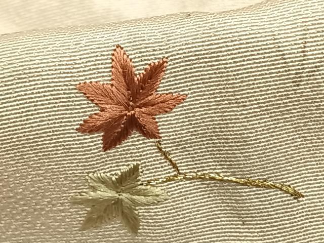 平和屋着物▽訪問着 単衣 刺繍 舞葉文 金糸 正絹 逸品 AAAZ1571fy