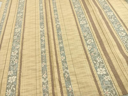 平和屋着物▽上質な紬　単衣　草花間道　正絹　逸品　AAAZ1572fy