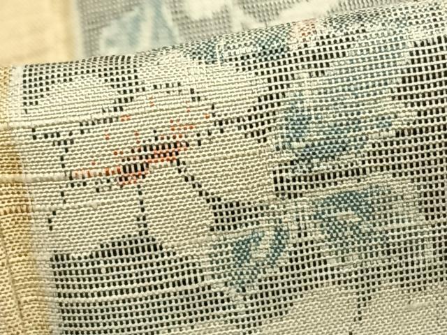 平和屋着物▽上質な紬　単衣　草花間道　正絹　逸品　AAAZ1572fy