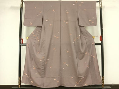 平和屋着物▽上質な小紋 単衣 舞花文 正絹 逸品 AAAZ1573fy