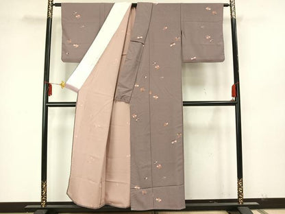 平和屋着物▽上質な小紋 単衣 舞花文 正絹 逸品 AAAZ1573fy