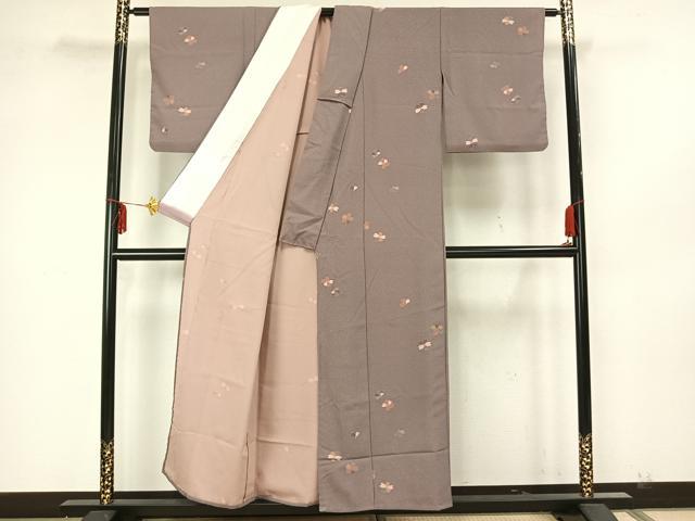 平和屋着物▽上質な小紋 単衣 舞花文 正絹 逸品 AAAZ1573fy
