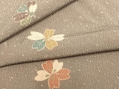 平和屋着物▽上質な小紋 単衣 舞花文 正絹 逸品 AAAZ1573fy