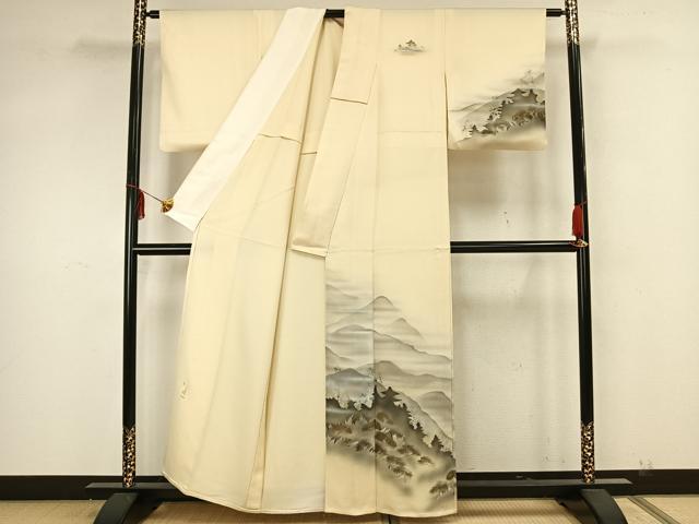 平和屋着物▽訪問着 単衣 作家物 風景文 暈し染め 金銀彩 正絹 逸品 AAAZ1575fy