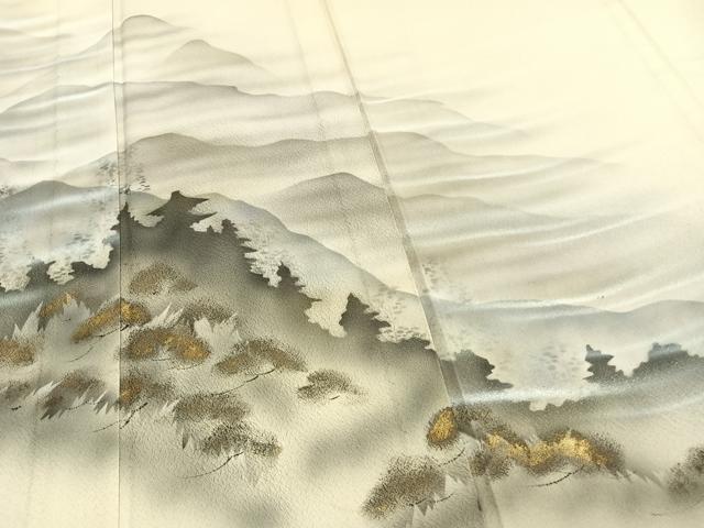 平和屋着物▽訪問着 単衣 作家物 風景文 暈し染め 金銀彩 正絹 逸品 AAAZ1575fy