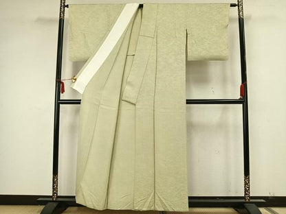 平和屋着物▽上質な色無地 単衣 風景地紋 夏虫色 正絹 逸品 AAAZ1578fy