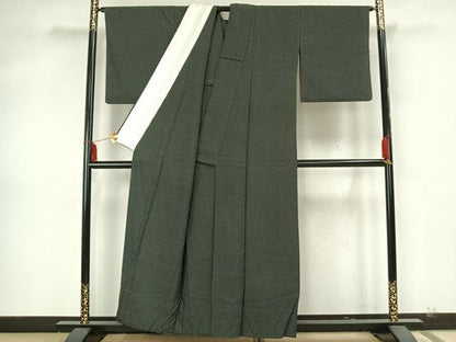 平和屋着物▽本塩沢 単衣 十字絣 黒地 正絹 逸品 AAAZ1579fy