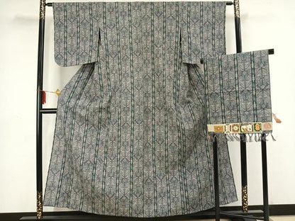 平和屋着物▽本場塩沢結城 単衣 花間道 証紙付き 正絹 逸品 AAAZ1581fy