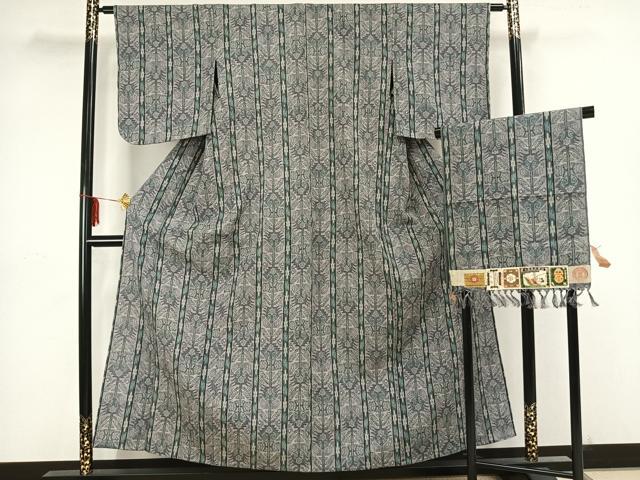 平和屋着物▽本場塩沢結城 単衣 花間道 証紙付き 正絹 逸品 AAAZ1581fy