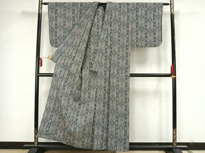 平和屋着物▽本場塩沢結城 単衣 花間道 証紙付き 正絹 逸品 AAAZ1581fy