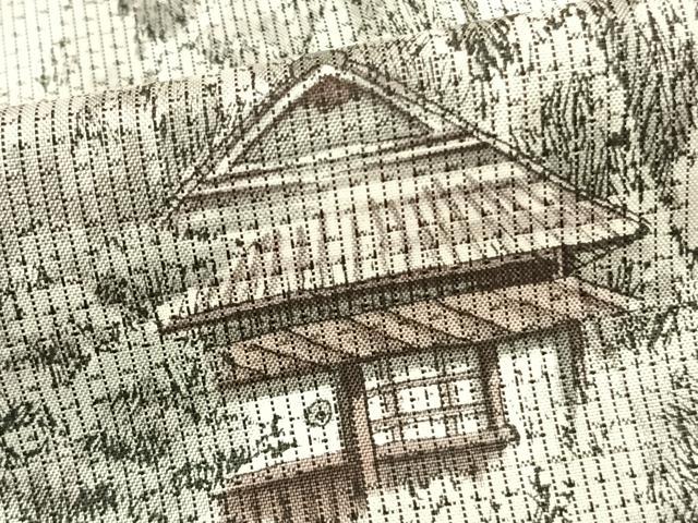平和屋着物▽訪問着　単衣　本場縞大島紬　作家物　手描き　風景文　暈し染め　正絹　逸品　AAAZ1582fy