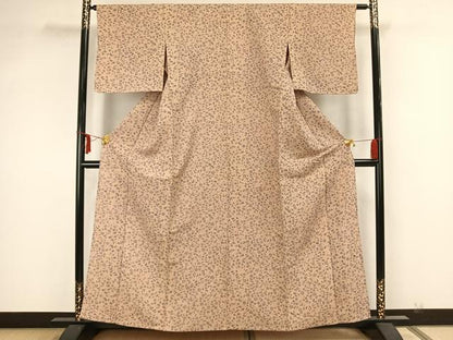平和屋着物▽上質な小紋 単衣 草花文 正絹 逸品 AAAZ1583fy