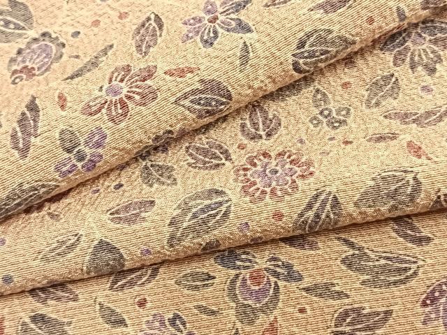 平和屋着物▽上質な小紋 単衣 草花文 正絹 逸品 AAAZ1583fy